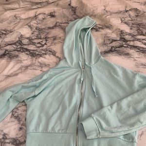 teal cropped hoodie
